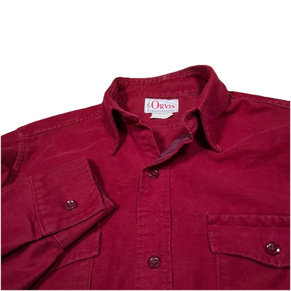 Vintage Orvis Shirt Large Red Chamois Button Down Workwear Distressing 90s